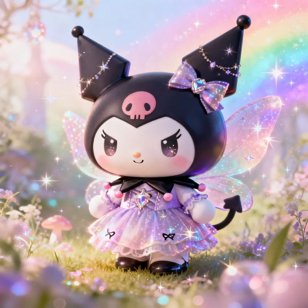 kuromi-pfp-soft-pastel-aesthetic-sparkle-glow Pastel Kuromi pfp with soft sparkle and glow effects creating magical aesthetic for Pinterest Instagram Discord pic