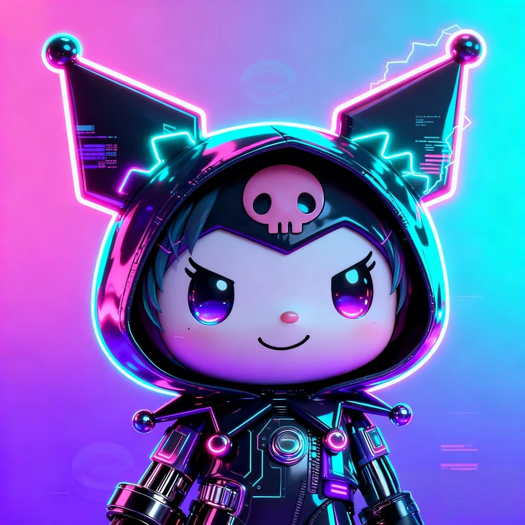 kuromi-pfp-y2k-cyber-aesthetic-neon-gradient-retro Y2K cyber Kuromi pfp with neon gradients and retro aesthetic perfect for nostalgic Discord TikTok Instagram profile pic
