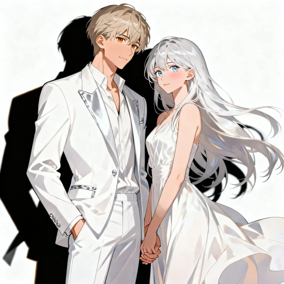 Soft romantic matching white couple pfp with gentle theme perfect for Discord and Instagram duo avatars