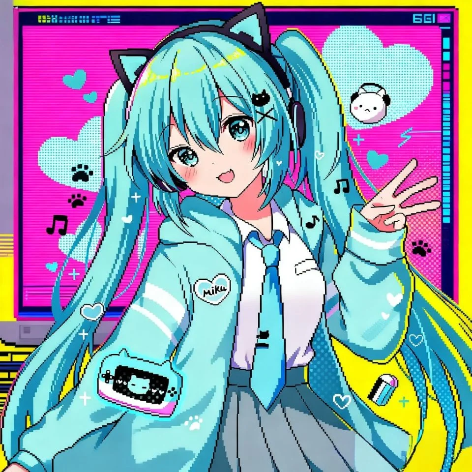 miku-pfp-y2k-retro-anime-style-2000s-aesthetic Y2K retro miku pfp in early 2000s anime style with nostalgic aesthetic perfect for vintage Discord profiles