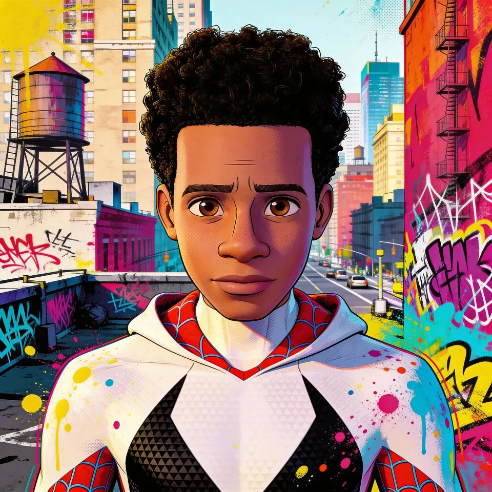 Miles Morales spider man pfp with red and black suit in dynamic Spider-Verse art style for Discord and TikTok profiles