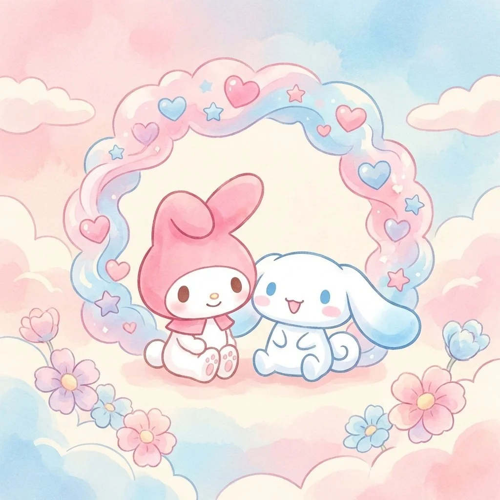 my-melody-cinnamoroll-pfp-sanrio-crossover-duo-aesthetic My Melody and Cinnamoroll crossover pfp with Sanrio character duo aesthetic perfect for Instagram and Discord profile avatars