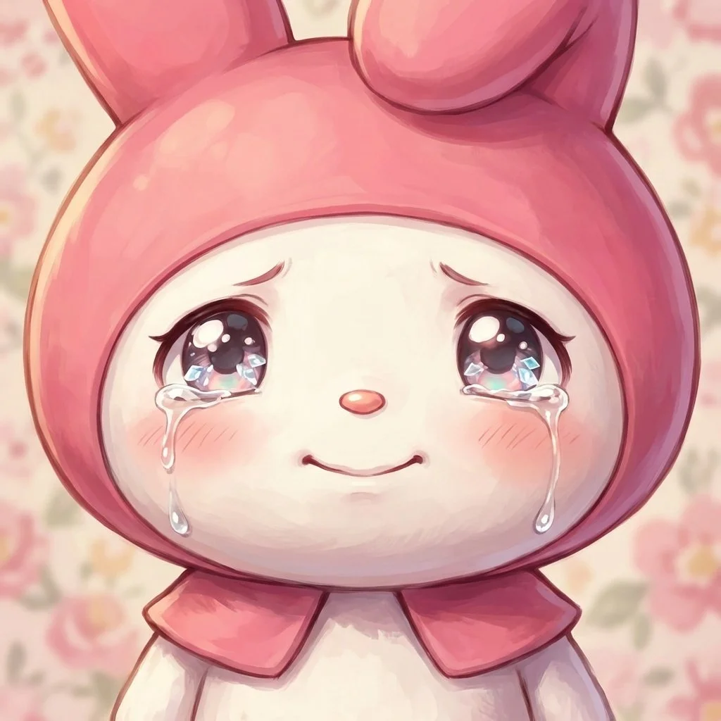 my-melody-pfp-anime-emotional-crying-happy-tears-expression Expressive anime My Melody pfp showing happy tears emotion with detailed shading for Discord and emotional profile avatars