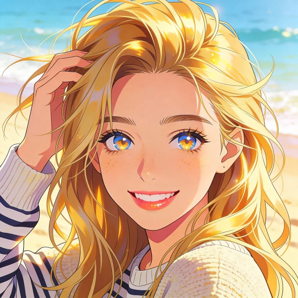 preppy-blonde-pfp-beach-waves-sunny-aesthetic Preppy blonde pfp with beach waves and sunny aesthetic perfect for coastal vibes TikTok Instagram profile pictures