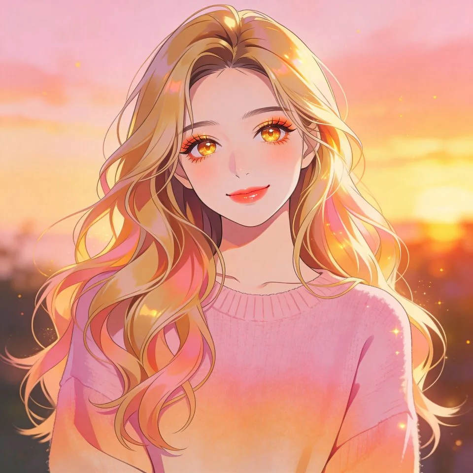 preppy-pfp-soft-pink-peach-sunset-aesthetic Preppy pfp with soft pink and peach sunset tones creating dreamy aesthetic perfect for romantic TikTok Discord avatars