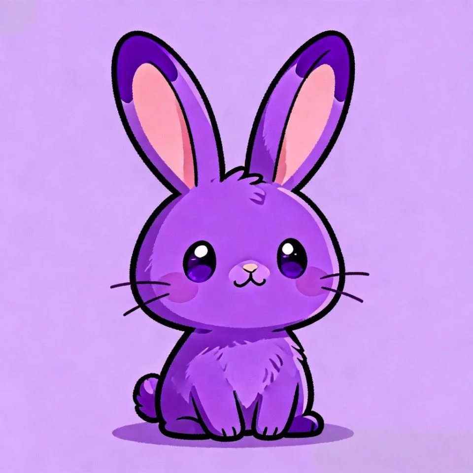Adorable purple cartoon bunny pfp with floppy ears and cute expression for kawaii Instagram avatar