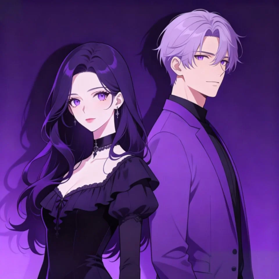 Purple yin yang matching couple pfp showing balance and harmony for aesthetic Instagram profile pictures