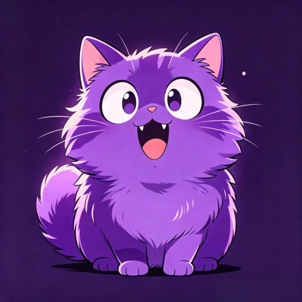 Funny purple cat meme pfp with silly expression and humorous aesthetic for entertaining Discord avatar
