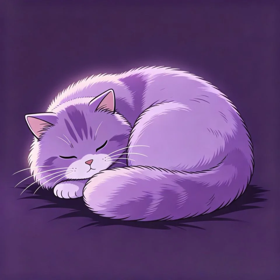 Peaceful sleeping purple cat pfp with cute aesthetic and calm vibes for relaxing Discord avatar