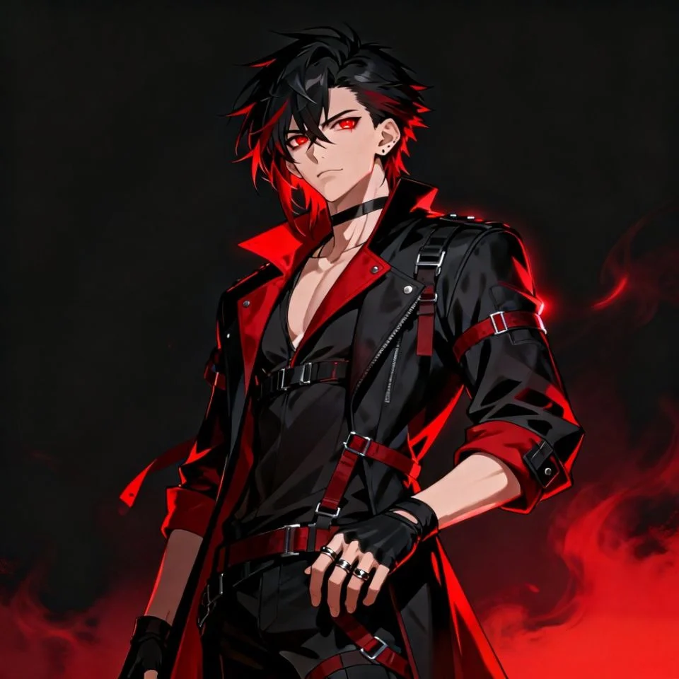  Edgy red and black pfp with high contrast anime style perfect for Discord and gaming profiles