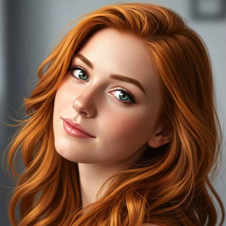 Elegant realistic red hair pfp with portrait-style composition for sophisticated Instagram and profile pictures