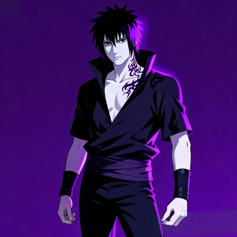 sasuke-pfp-dark-purple-lighting-curse-mark-aesthetic Sasuke pfp with dark purple lighting and curse mark patterns creating mysterious aesthetic for Discord profile pictures