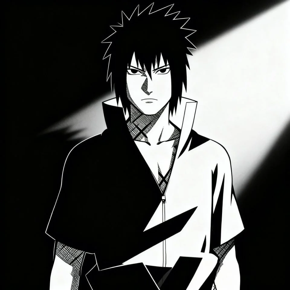 sasuke-uchiha-pfp-black-white-dark-aesthetic-manga Sasuke Uchiha pfp in black and white with dark aesthetic manga style perfect for minimalist profile picture design