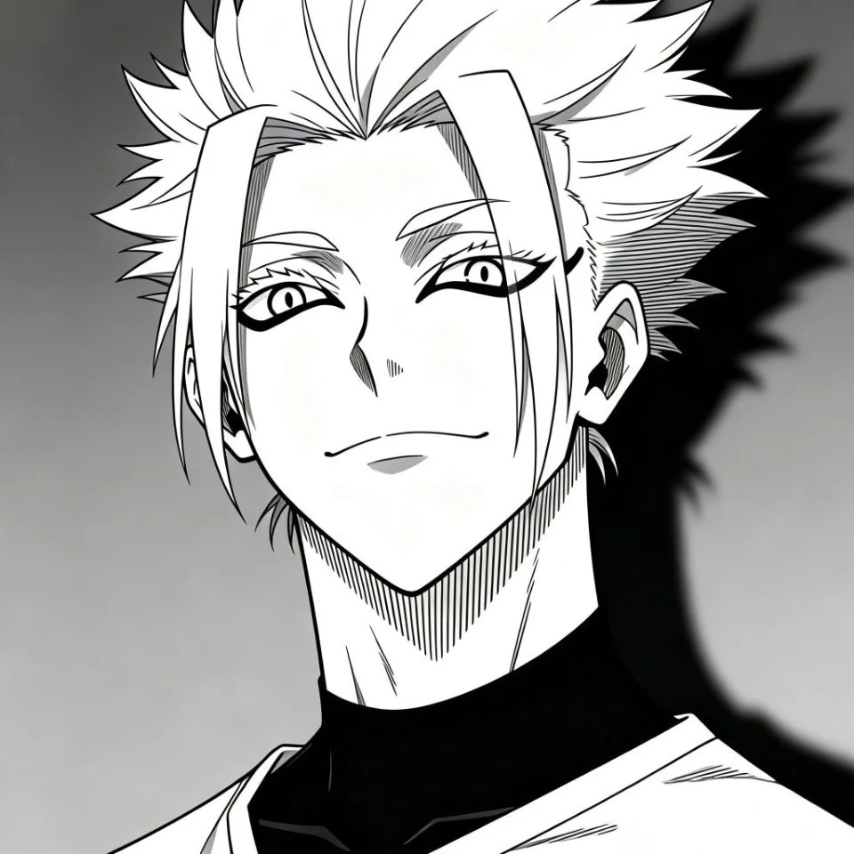 Artistic black and white shidou pfp featuring detailed hatching texture and manga shading for Instagram profile picture art