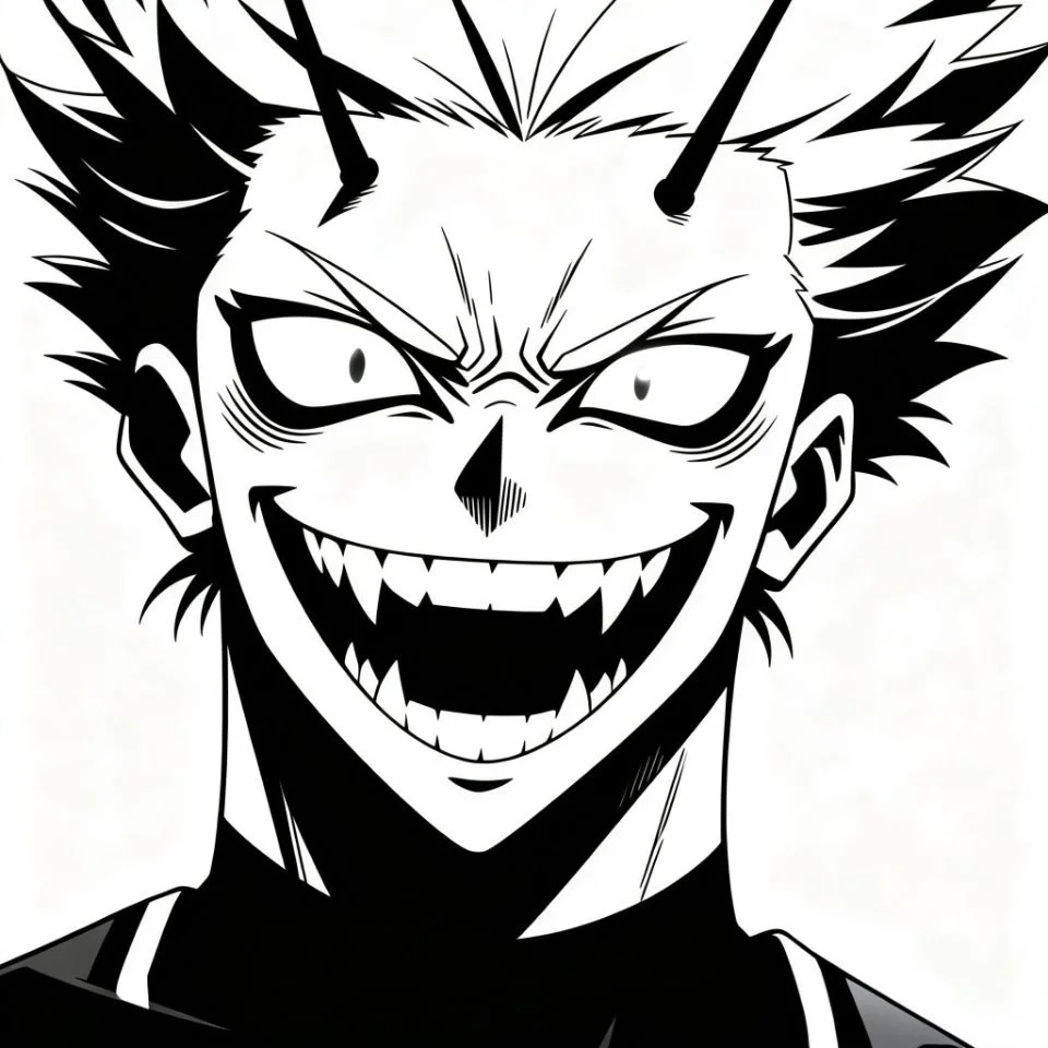 Black and white shidou pfp with intense close-up and high contrast for minimalist Discord profile picture manga aesthetics