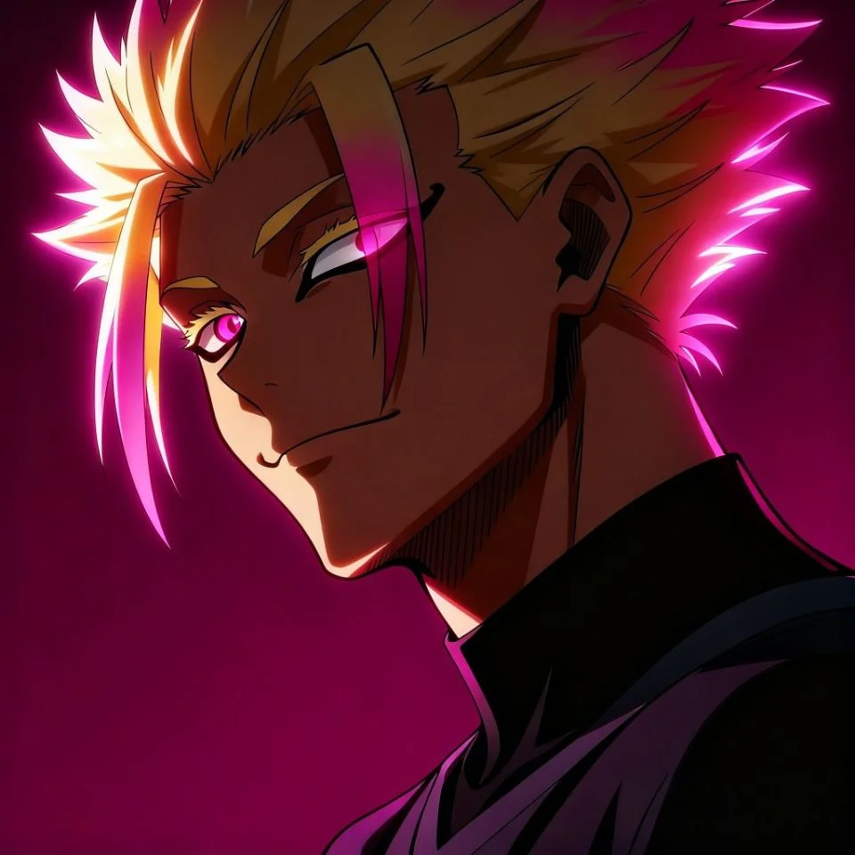 Side profile shidou manga pfp with colored pink hair glow and sharp features for aesthetic Discord profile picture edits