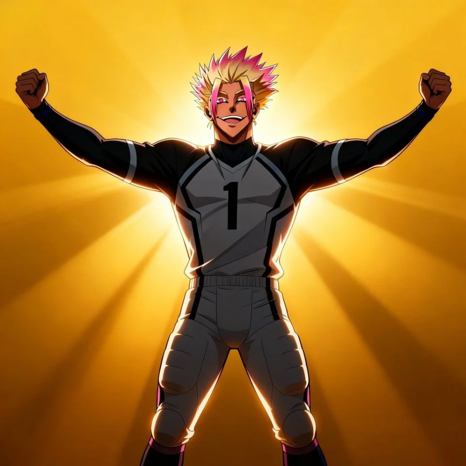 Victory celebration shidou pfp from colored manga with wide grin and triumphant pose for Instagram profile picture edits