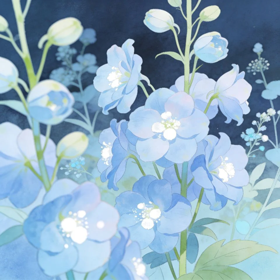Soft pastel blue floral pfp with botanical garden flowers and light aesthetic for nature-loving Discord and Instagram profiles