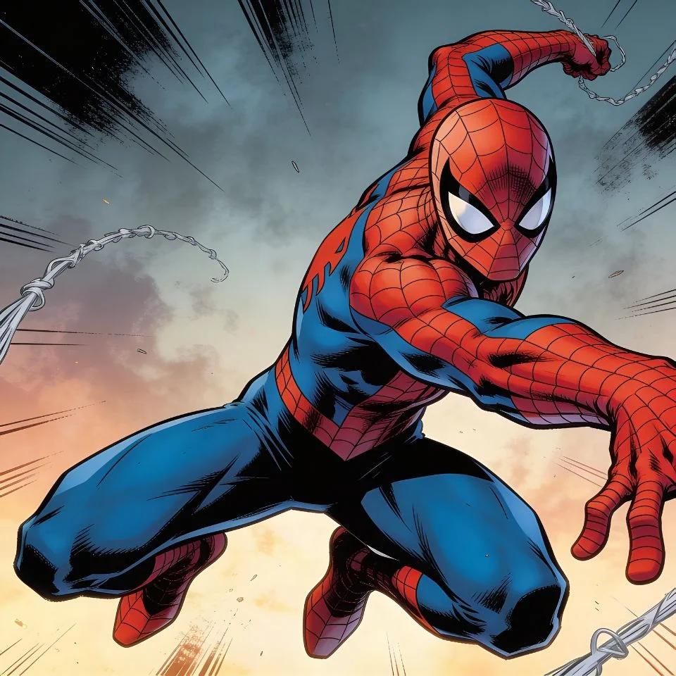 Classic spider man comic pfp with vintage red and blue suit in retro action pose for nostalgic Discord profiles