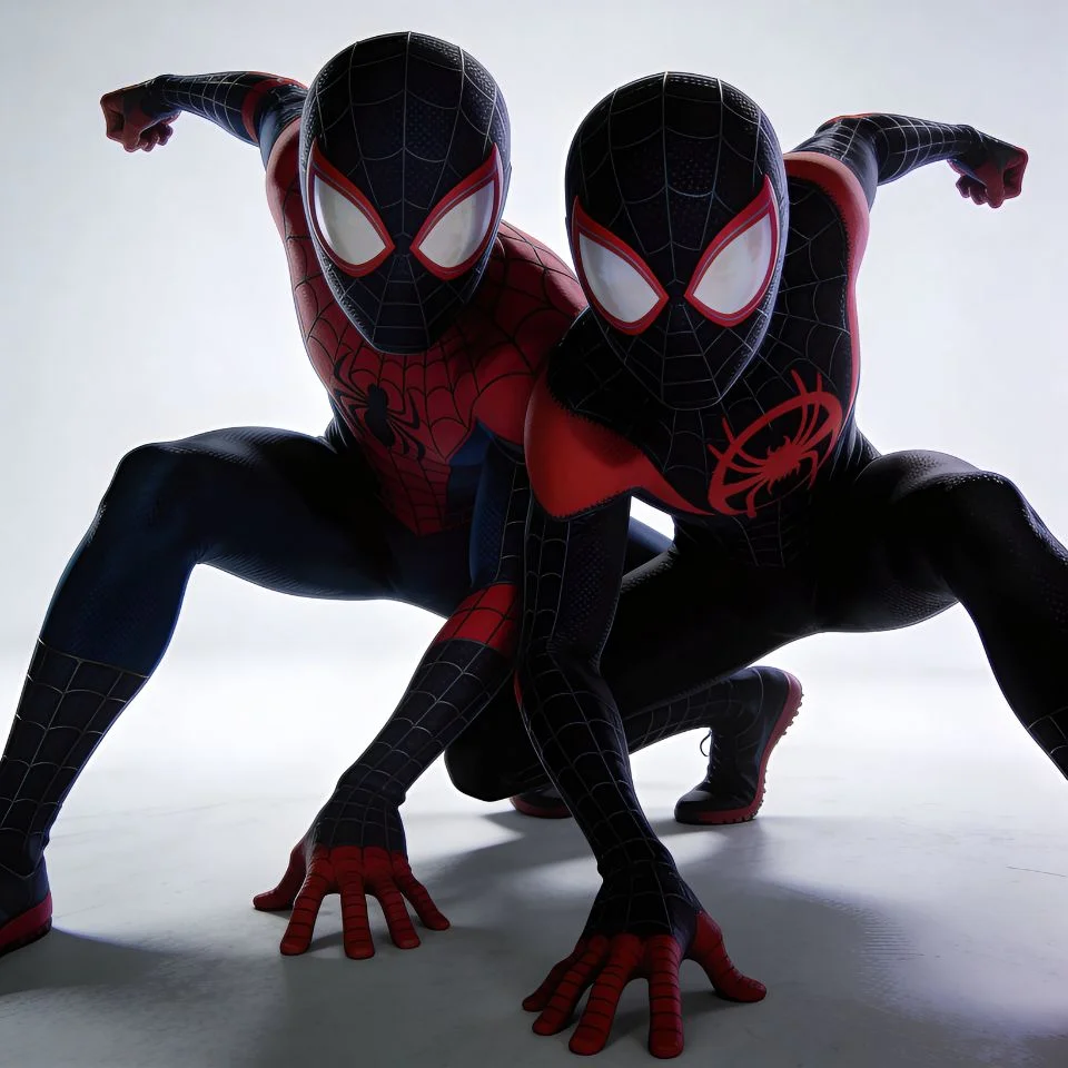 Matching spider man pfp with back-to-back defensive stance for protective friendship Discord and TikTok avatars