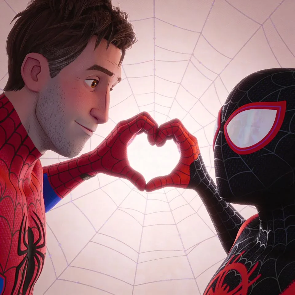 Romantic matching spider man pfp with web heart design perfect for couples on Instagram and TikTok profile pictures