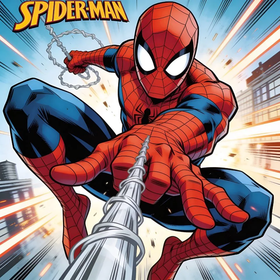 Animated spider man pfp from Spectacular series with web swinging and motion lines for dynamic gaming avatars