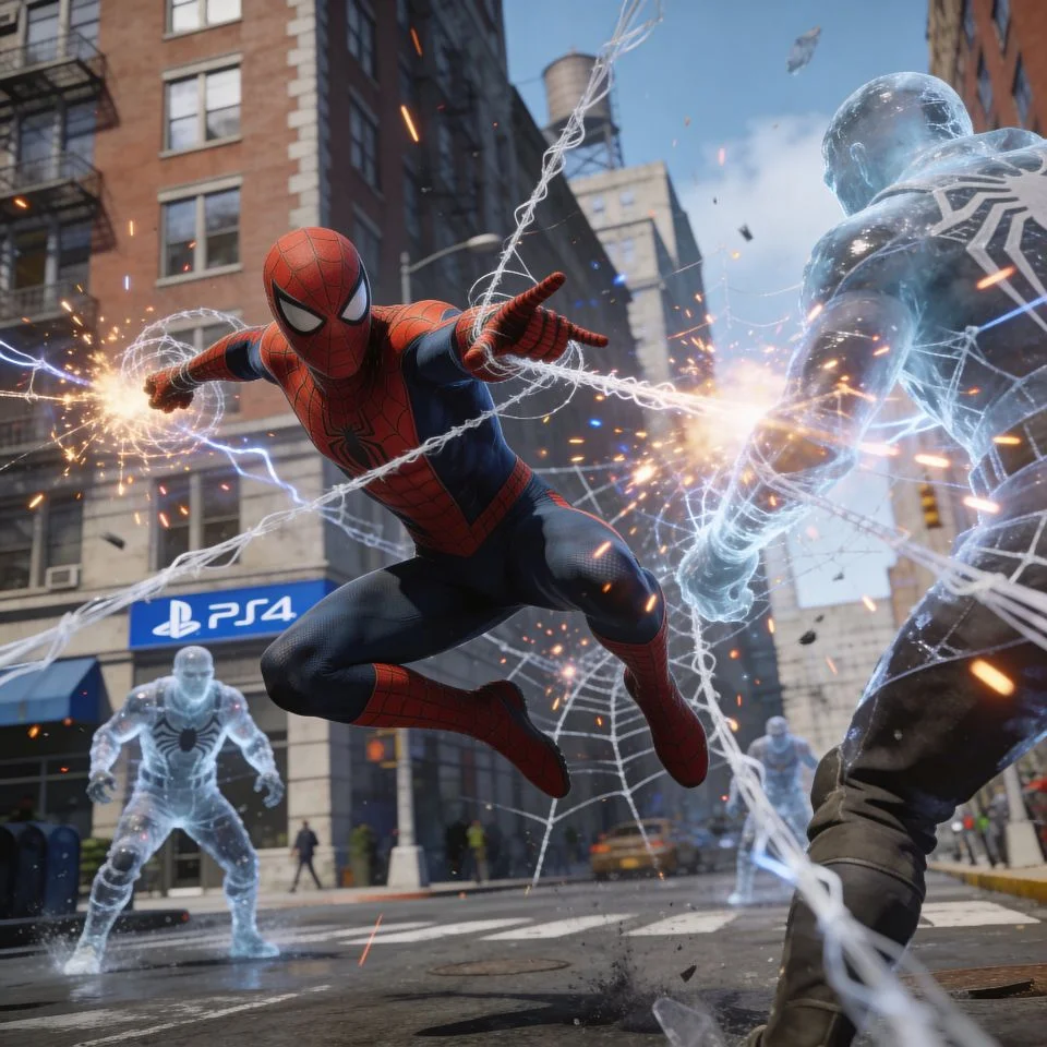 Dynamic Spider-Man PS4 pfp showing intense combat action for competitive gaming TikTok and Discord avatars