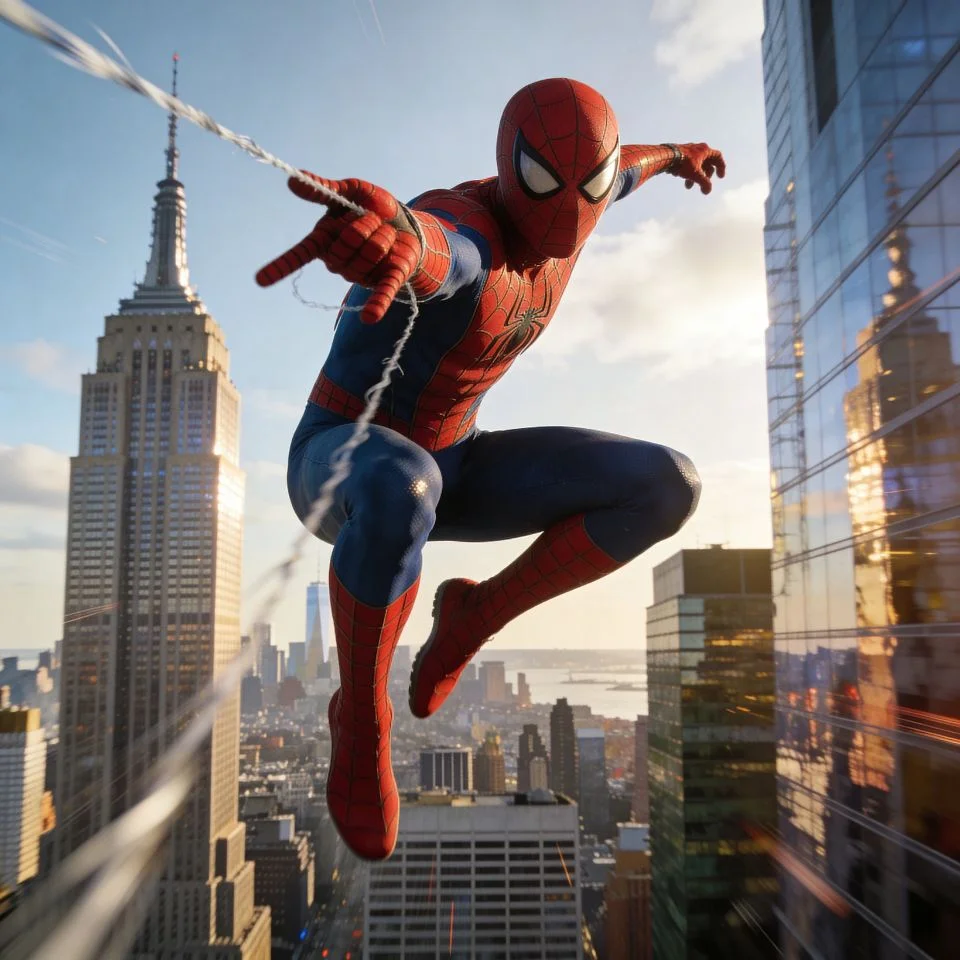 Spider-Man PS4 pfp with classic suit in photo mode showing detailed New York for gaming Discord profiles