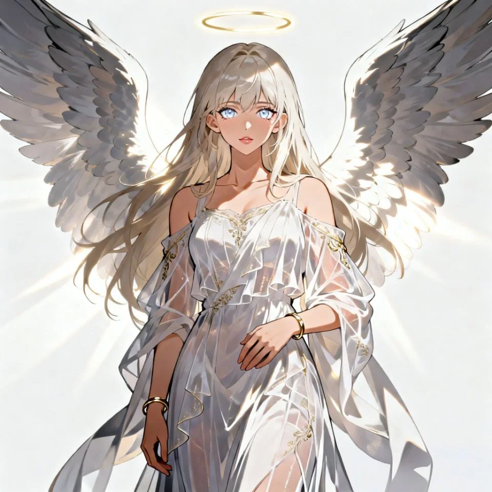 Pure white angel aesthetic pfp with celestial theme for Instagram and Pinterest spiritual avatars