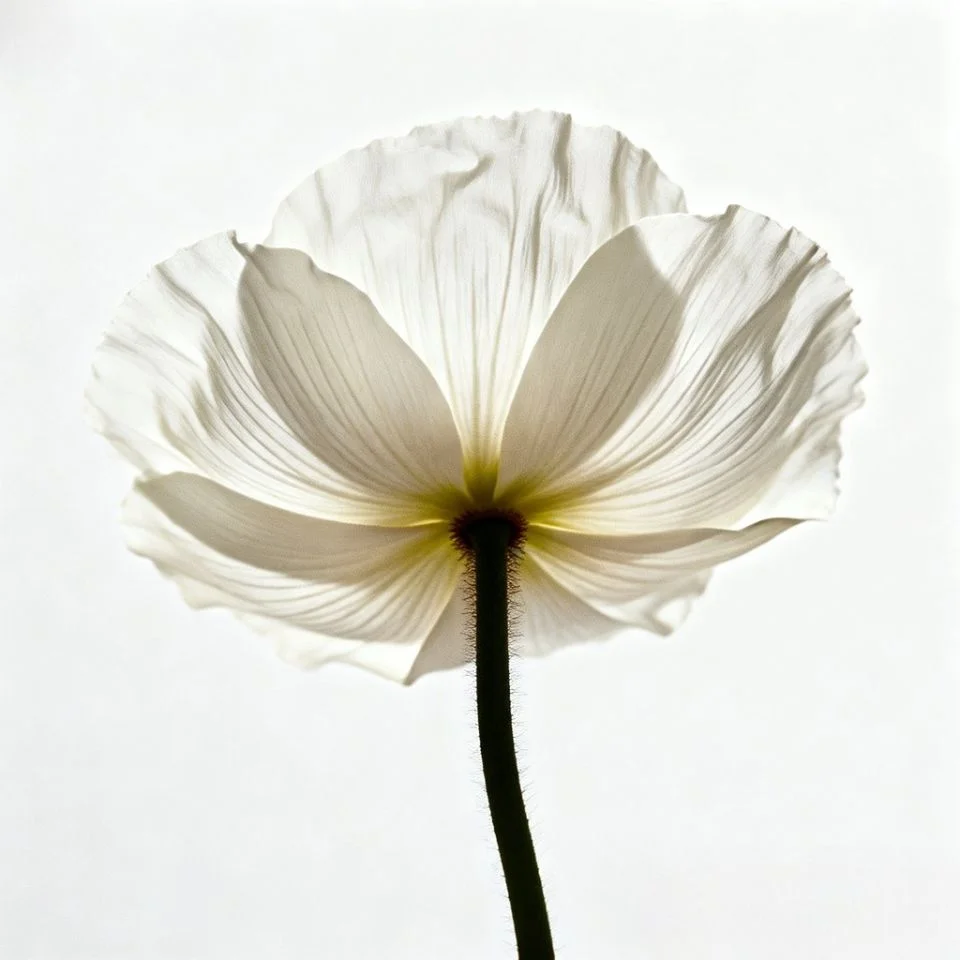 Soft white flower aesthetic pfp with botanical portrait for Pinterest and Instagram nature avatars