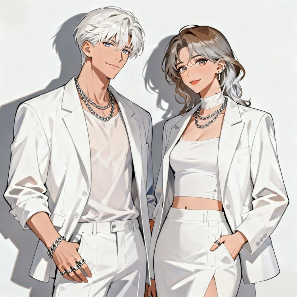 Aesthetic white matching pfp for couples with coordinated duo design for TikTok and Instagram profiles