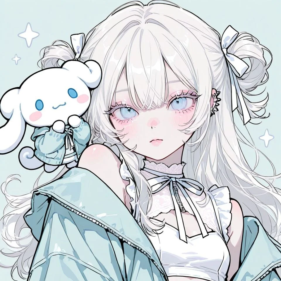  Kawaii white anime character pfp with cute aesthetic perfect for Discord servers and anime community profiles