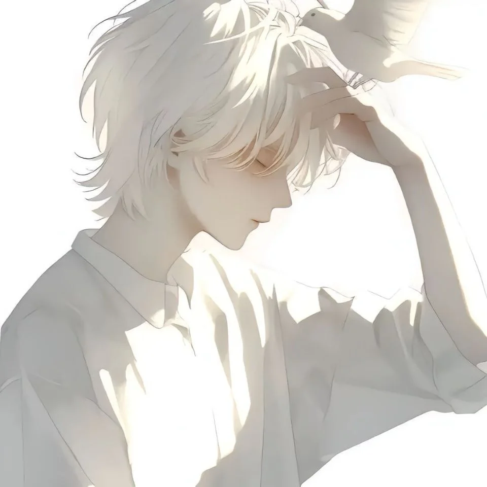 Relaxed white pfp for boy with cool pose perfect for Discord and Instagram masculine profile pictures